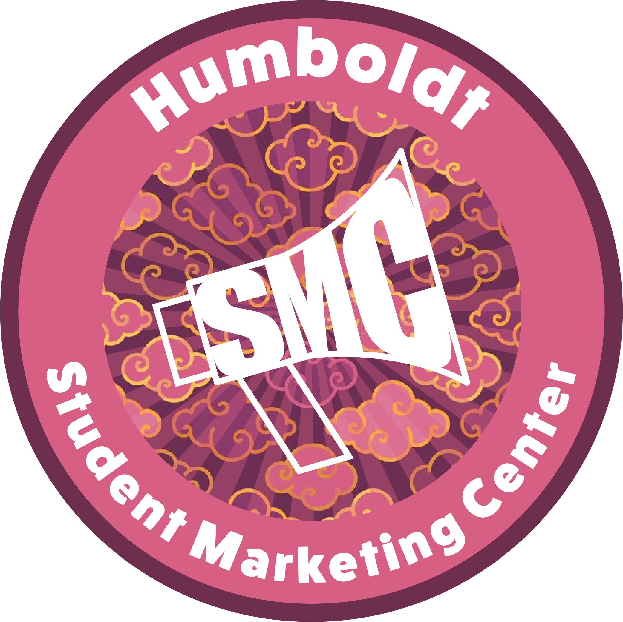 SMC Student Marketing Center Asian Pacific Islander Month logo in dusty pink with swirls.